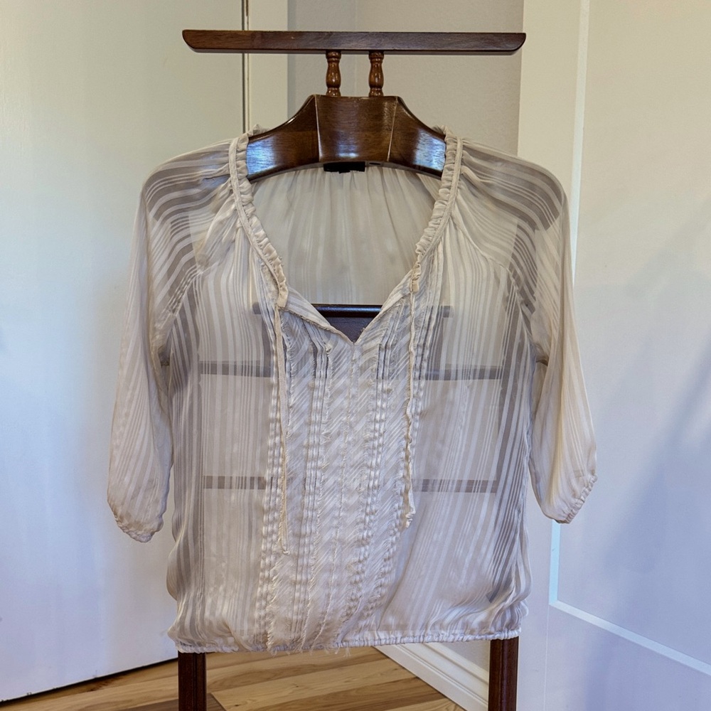 Express Sheer Striped Blouse - Cream
